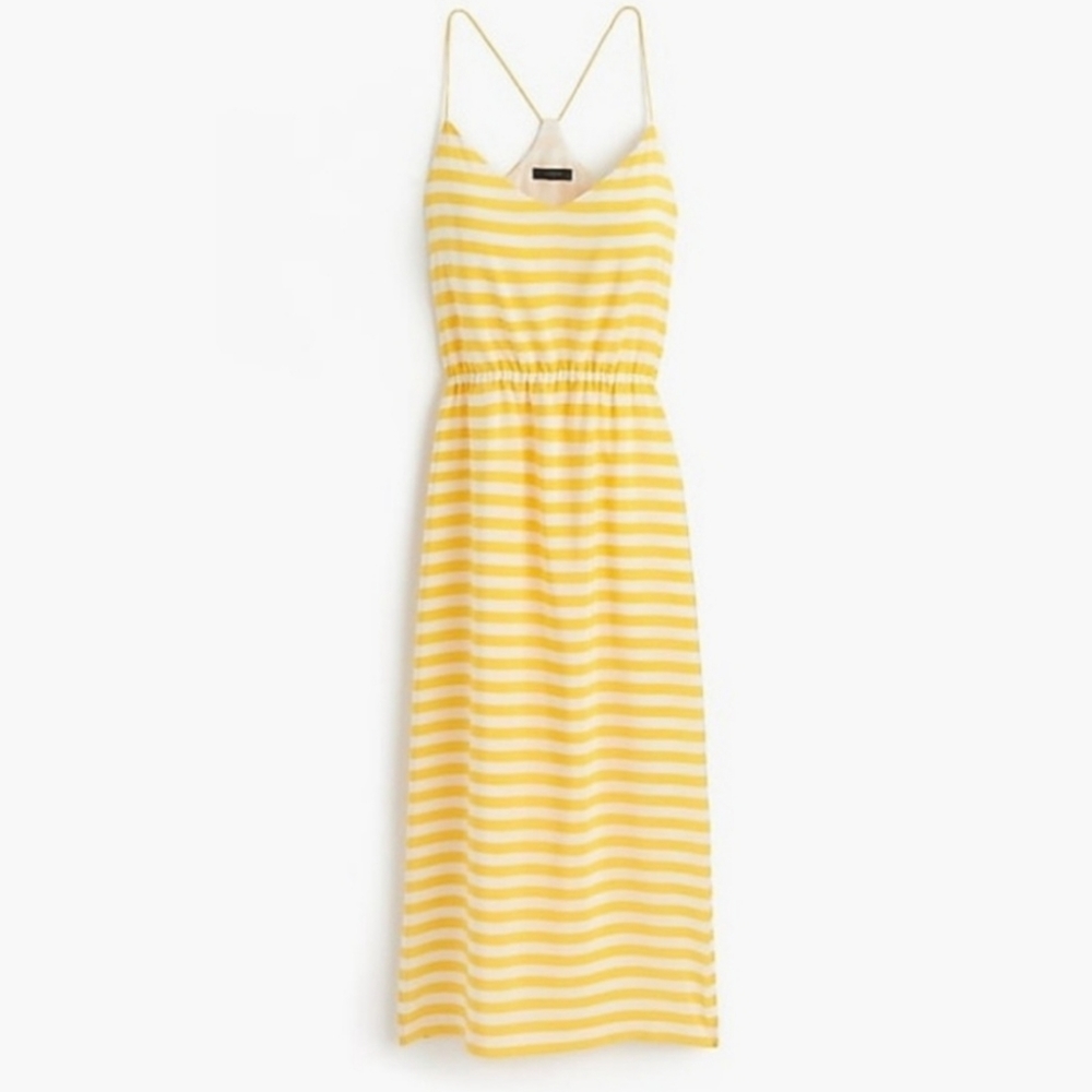 J. Crew Yellow and White Striped Midi Dress